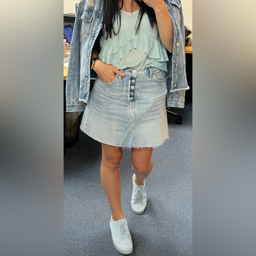 7 For All Mankind Light Blue Denim Mini Skirt